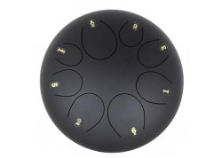 TONGUE DRUM TANKDRUM DE 10" NEGRO CIRCULAR CON  8 LAMINAS PATAS GOMA