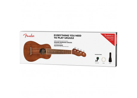FENDER UKELELE SOPRANO PACK SEASIDE NATURAL FUNDA + AFINADOR + CUER