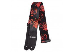 CORREA BANDOLERA GUITARRA BASSO DE27 NYLON 5 CMS ROSAS ROJAS